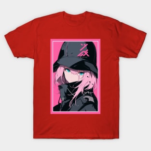 Aesthetic Anime Girl Pink Rosa Black | Quality Aesthetic Anime Design | Chibi Manga Anime Art T-Shirt